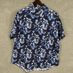 Ralph Lauren Shirt Men’s XXL Blue Hawaiian Floral Birds Of Paradise Tropical